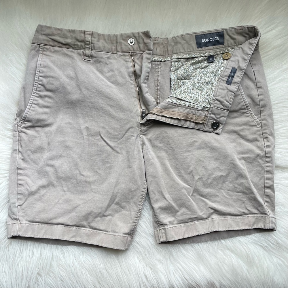 Bonobos Men’s Stretch Washed Chino Shorts Slim 31 7” Inseam Khaki